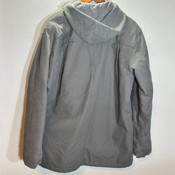 Dickies Hooded Canvas Jacket Men’s Large Gray Quilted Workwear Shacket - Picture 3 of 8